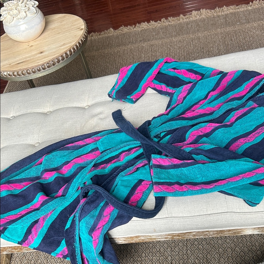 Non Signe Vintage Classic HeavyTerry Cloth Long  Pocket Belted Bath Robe OS